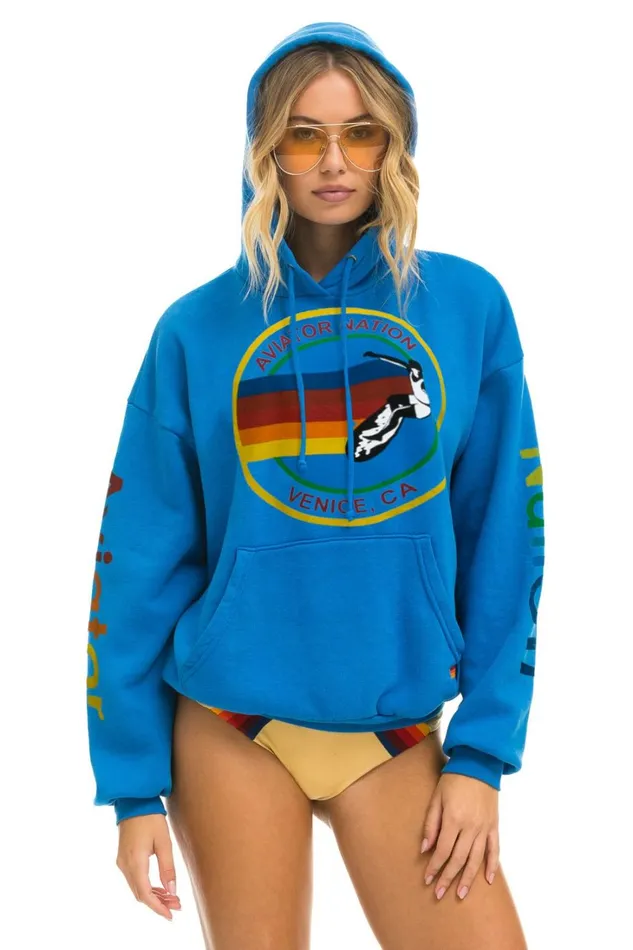 WomenMen Tops Aviator Nation AVIATOR NATION RELAXED PULLOVER HOODIE 8211 OCEAN