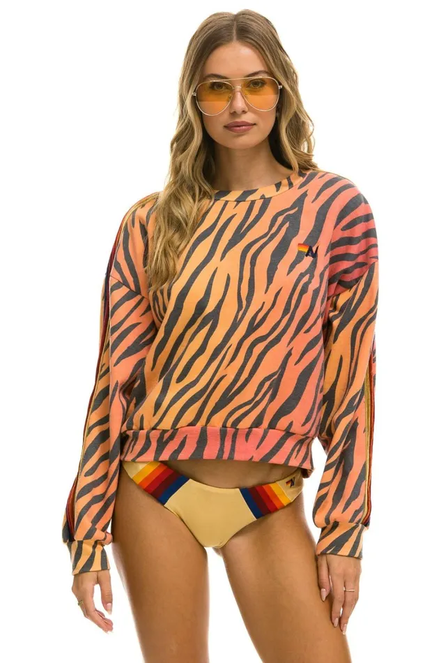 WomenMen Tops Aviator Nation CLASSIC RELAXED FIT CREW SWEATSHIRT 8211 TIGER