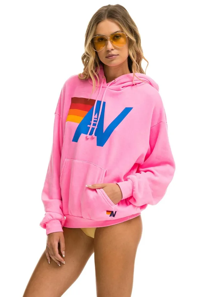 WomenMen Tops Aviator Nation LOGO PULLOVER RELAXED HOODIE 8211 NEON PINK WomenMen Tops Aviator Nation LOGO PULLOVER RELAXED HOODIE 8211 NEON PINK
