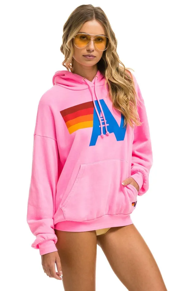 WomenMen Tops Aviator Nation LOGO PULLOVER RELAXED HOODIE 8211 NEON PINK WomenMen Tops Aviator Nation LOGO PULLOVER RELAXED HOODIE 8211 NEON PINK