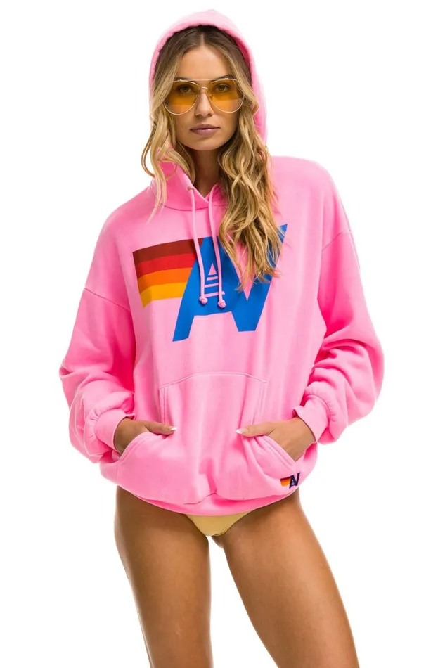 WomenMen Tops Aviator Nation LOGO PULLOVER RELAXED HOODIE 8211 NEON PINK WomenMen Tops Aviator Nation LOGO PULLOVER RELAXED HOODIE 8211 NEON PINK