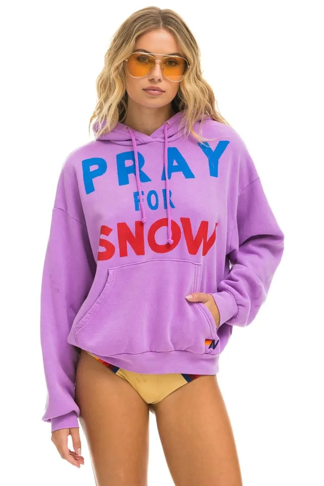 WomenMen Tops Aviator Nation PRAY FOR SNOW RELAXED PULLOVER HOODIE 8211 NEON PURPLE