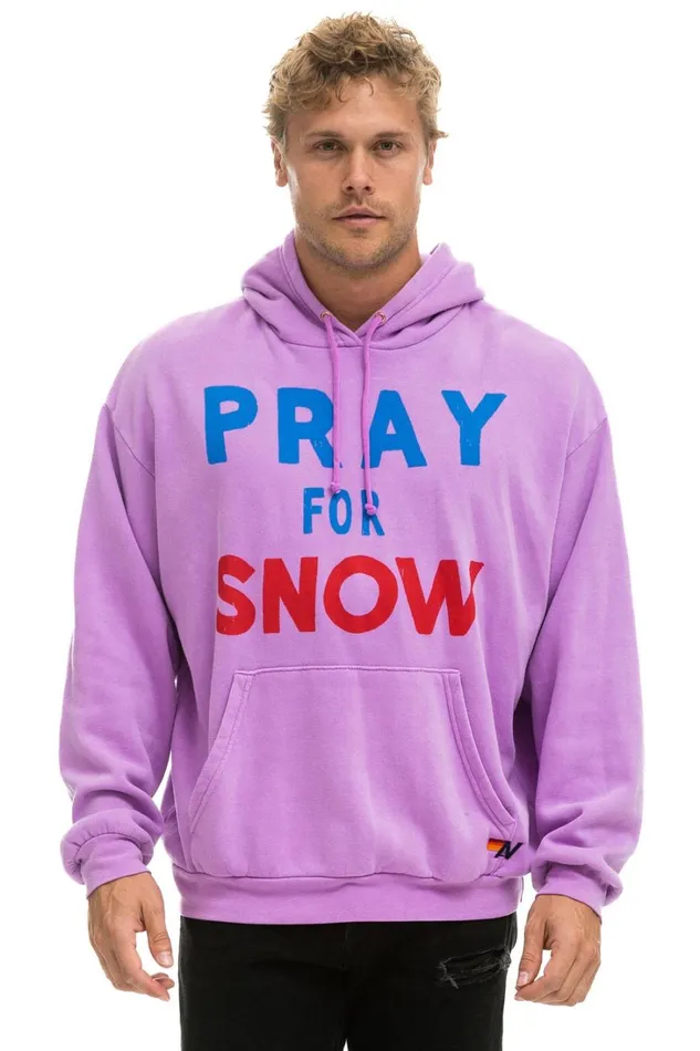 WomenMen Tops Aviator Nation PRAY FOR SNOW RELAXED PULLOVER HOODIE 8211 NEON PURPLE