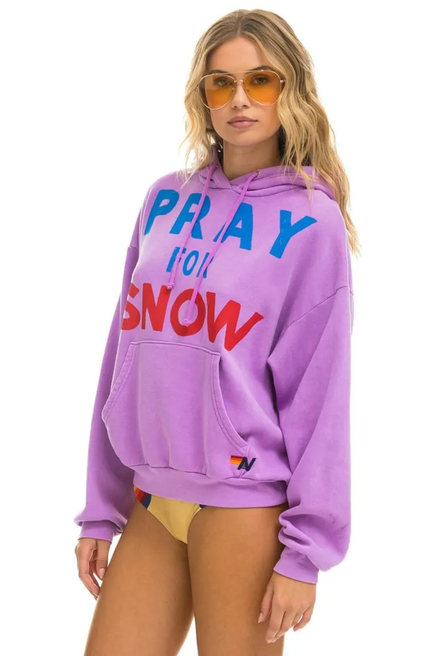 WomenMen Tops Aviator Nation PRAY FOR SNOW RELAXED PULLOVER HOODIE 8211 NEON PURPLE