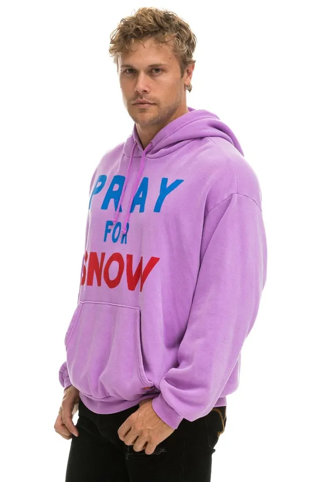 WomenMen Tops Aviator Nation PRAY FOR SNOW RELAXED PULLOVER HOODIE 8211 NEON PURPLE