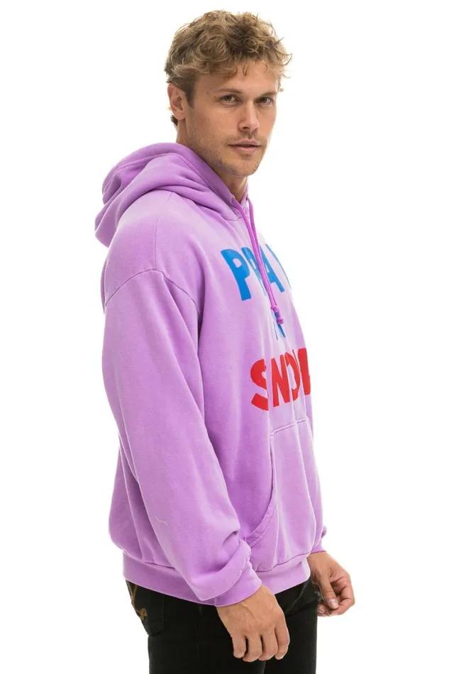 WomenMen Tops Aviator Nation PRAY FOR SNOW RELAXED PULLOVER HOODIE 8211 NEON PURPLE