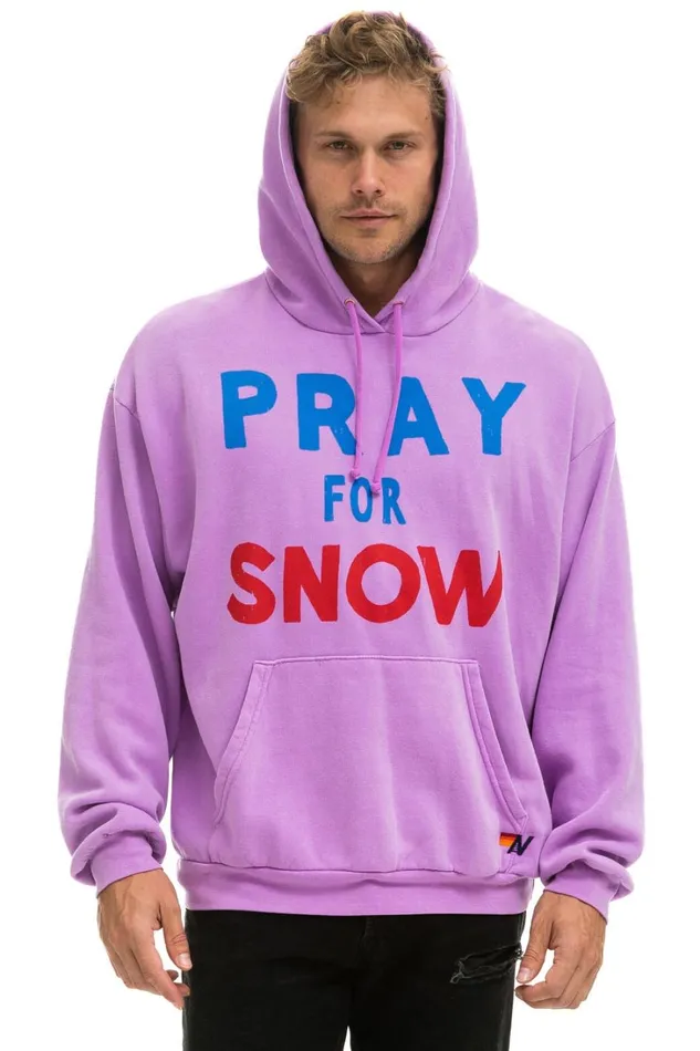 WomenMen Tops Aviator Nation PRAY FOR SNOW RELAXED PULLOVER HOODIE 8211 NEON PURPLE