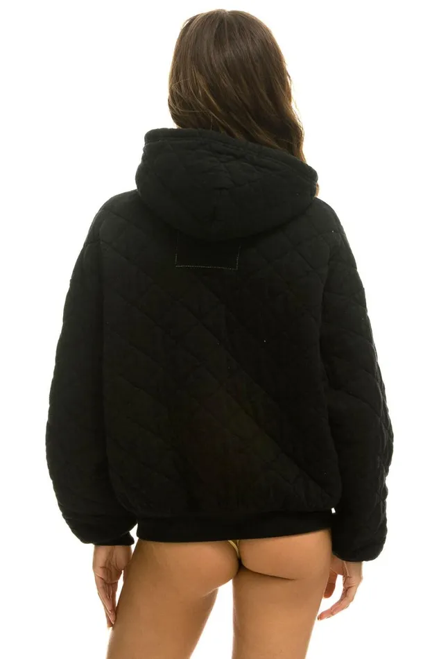 WomenMen Tops Aviator Nation QUILTED RELAXED PULLOVER HOODIE 8211 BLACK WomenMen Tops Aviator Nation QUILTED RELAXED PULLOVER HOODIE 8211 BLACK