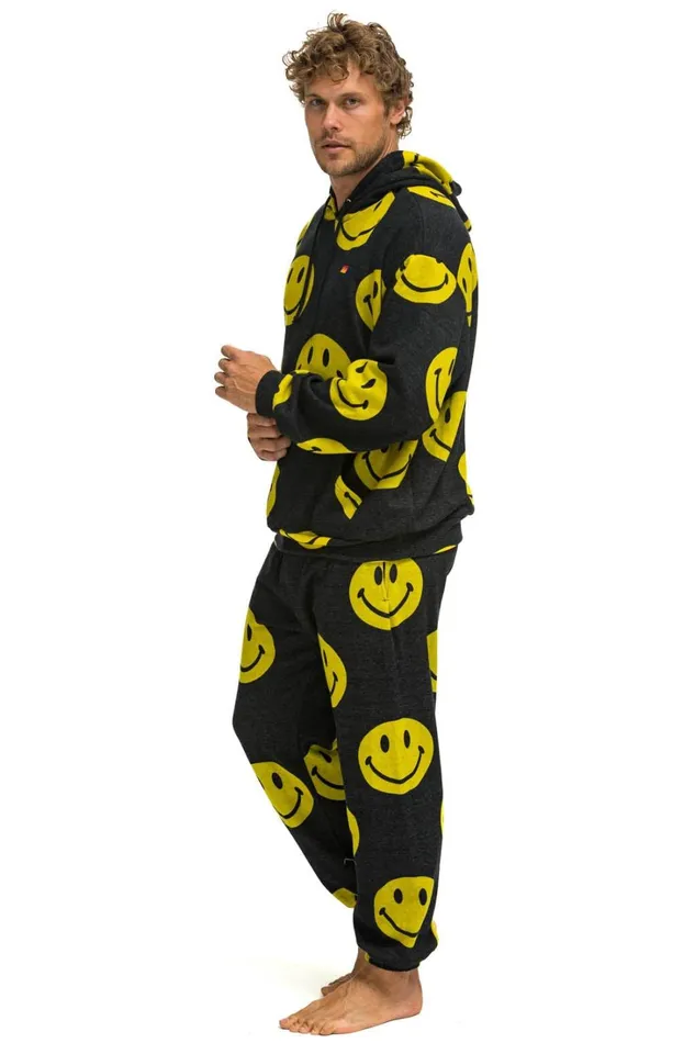 WomenMen Tops Aviator Nation SMILEY REPEAT RELAXED PULLOVER HOODIE 8211 BLACK