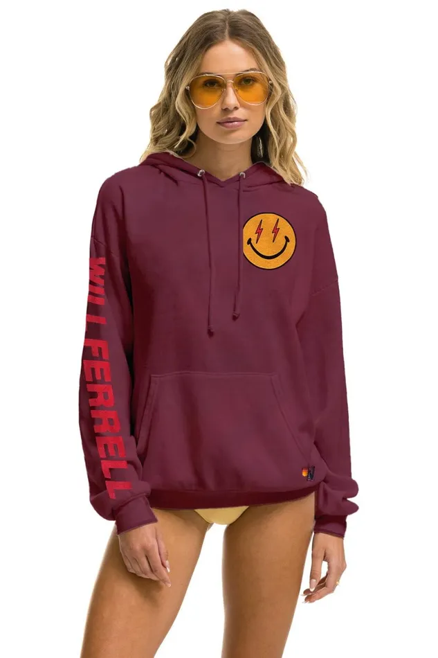 WomenMen Tops Aviator Nation WILL FERRELL 2023 RELAXED PULLOVER HOODIE 8211 PLUM