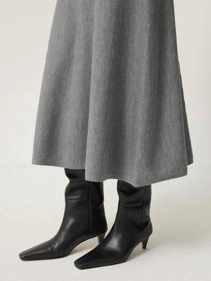 Women Merino Knitted Aline Skirt Grey Jigsaw Knitwear and Cashmere