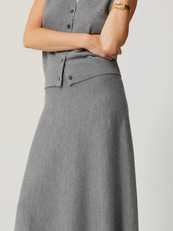 Women Merino Knitted Aline Skirt Grey Jigsaw Knitwear and Cashmere