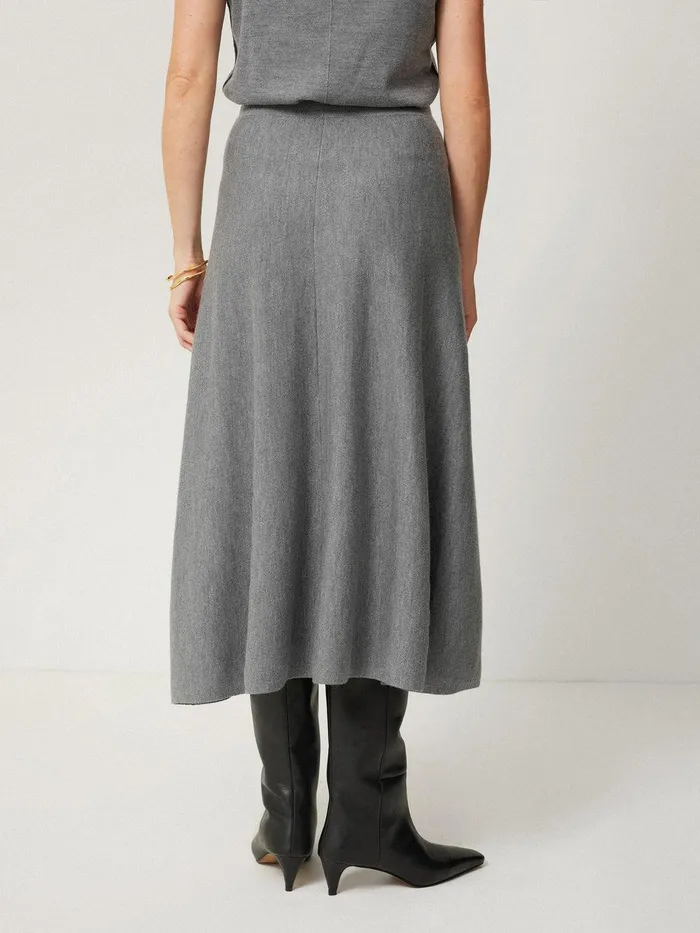 Women Merino Knitted Aline Skirt Grey Jigsaw Knitwear and Cashmere