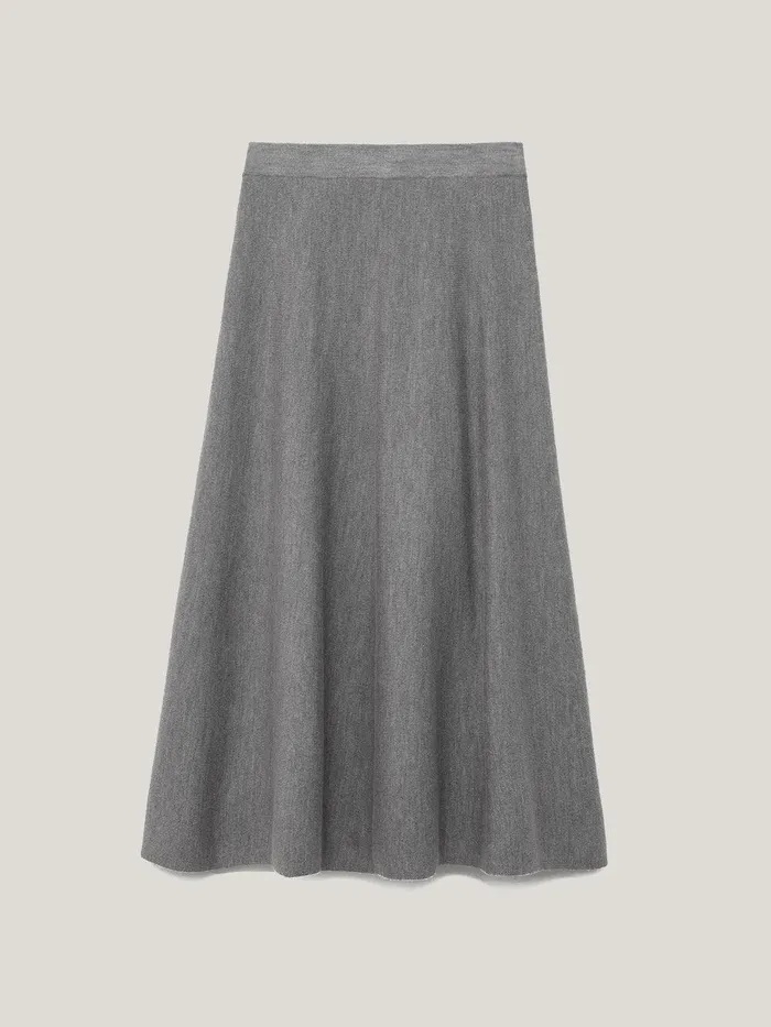 Women Merino Knitted Aline Skirt Grey Jigsaw Knitwear and Cashmere