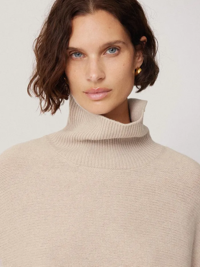 Women Merino Poncho Jumper Cream Jigsaw Knitwear and Cashmere