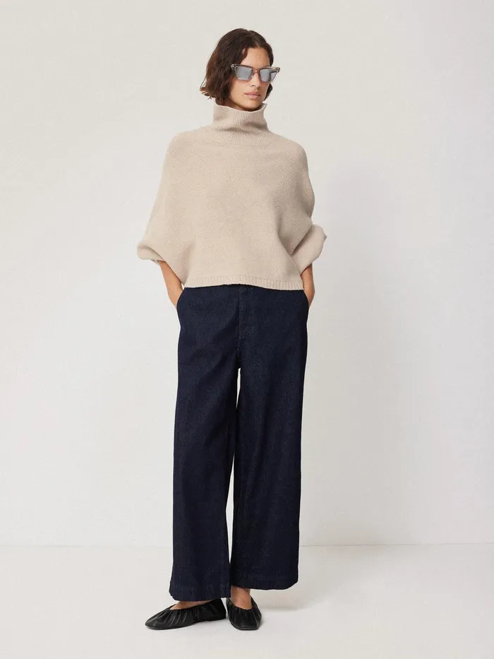 Women Merino Poncho Jumper Cream Jigsaw Knitwear and Cashmere