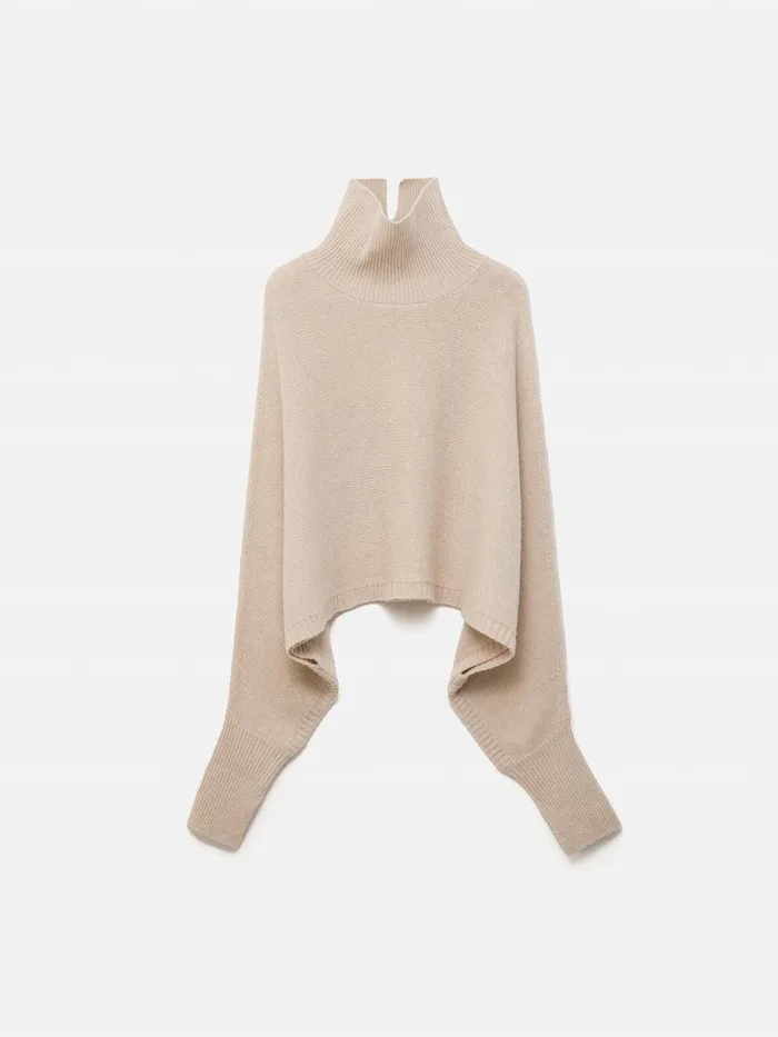 Women Merino Poncho Jumper Cream Jigsaw Knitwear and Cashmere
