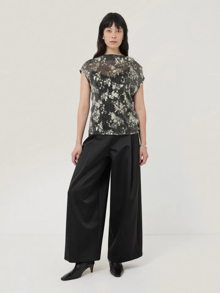 Women Metallic Asymmetric Top Gold Jigsaw Shirts and Tops