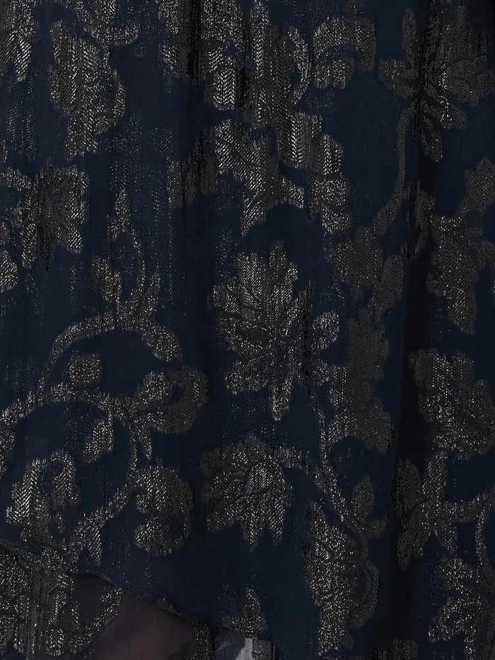 Women Metallic Jacquard Midi Skirt Navy Jigsaw Coords