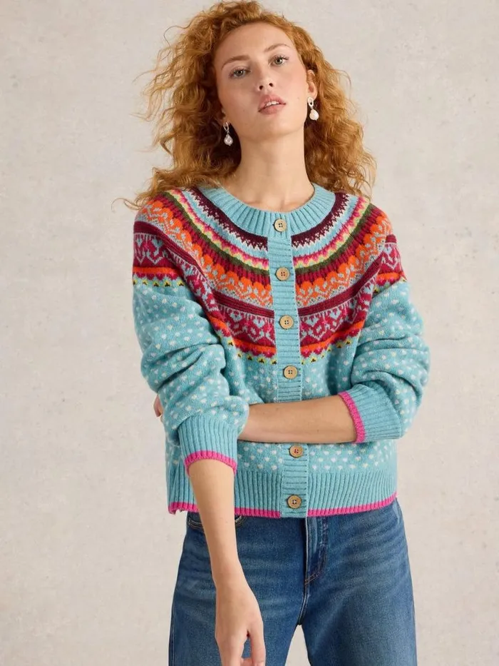 Women MINI HEART CARDI Blue Multi White Stuff Knitwear Women MINI HEART CARDI Blue Multi White Stuff Knitwear