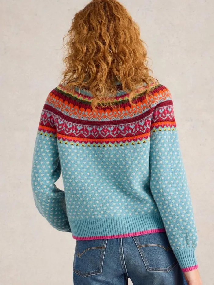 Women MINI HEART CARDI Blue Multi White Stuff Knitwear Women MINI HEART CARDI Blue Multi White Stuff Knitwear