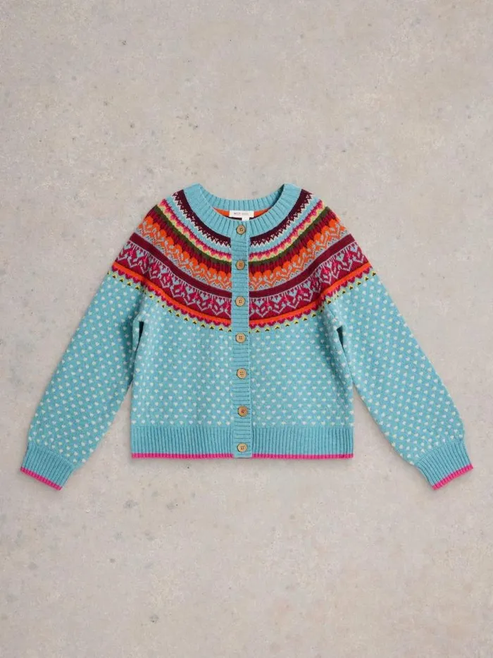 Women MINI HEART CARDI Blue Multi White Stuff Knitwear Women MINI HEART CARDI Blue Multi White Stuff Knitwear