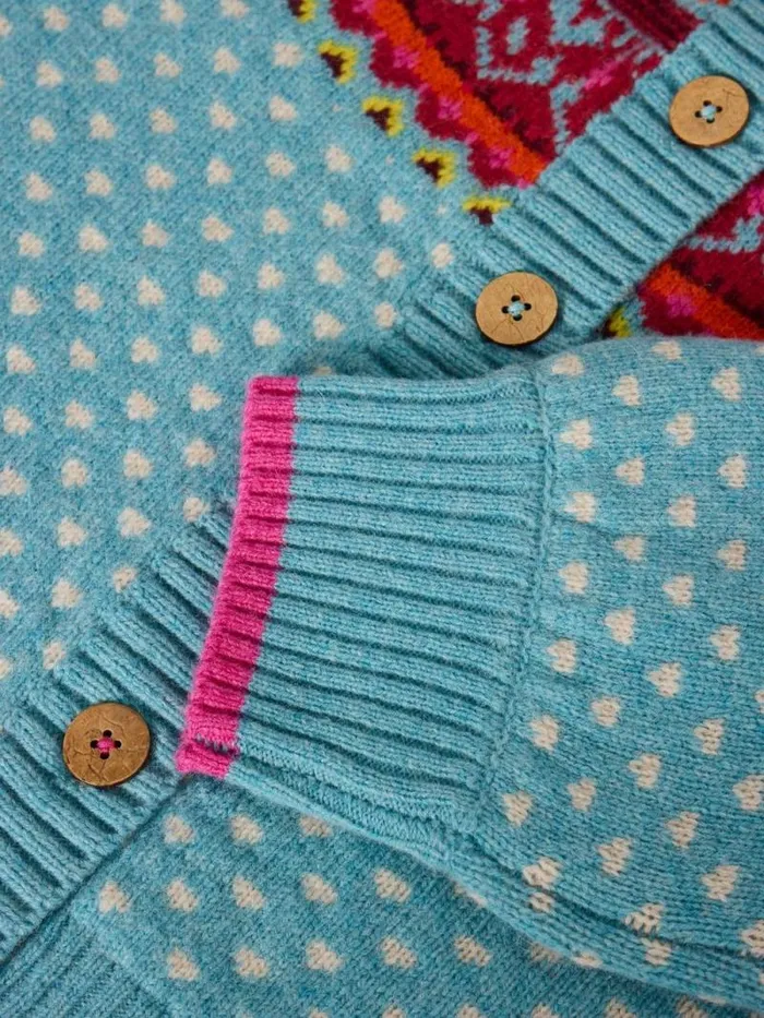 Women MINI HEART CARDI Blue Multi White Stuff Knitwear Women MINI HEART CARDI Blue Multi White Stuff Knitwear