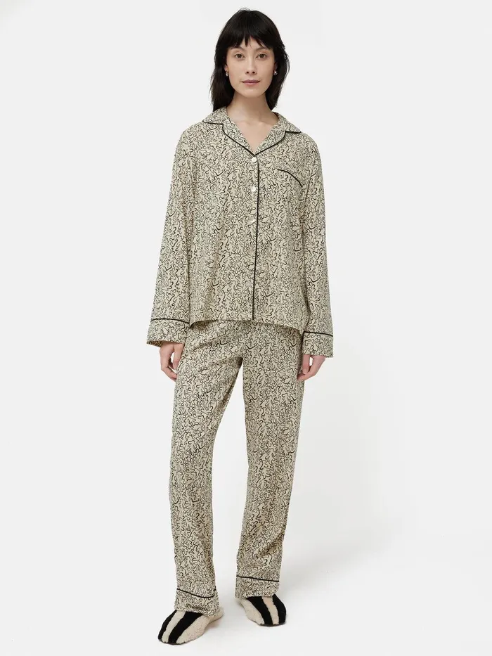 Women Mini Hydra Coral Pyjama Cream Jigsaw Pyjamas and Loungewear