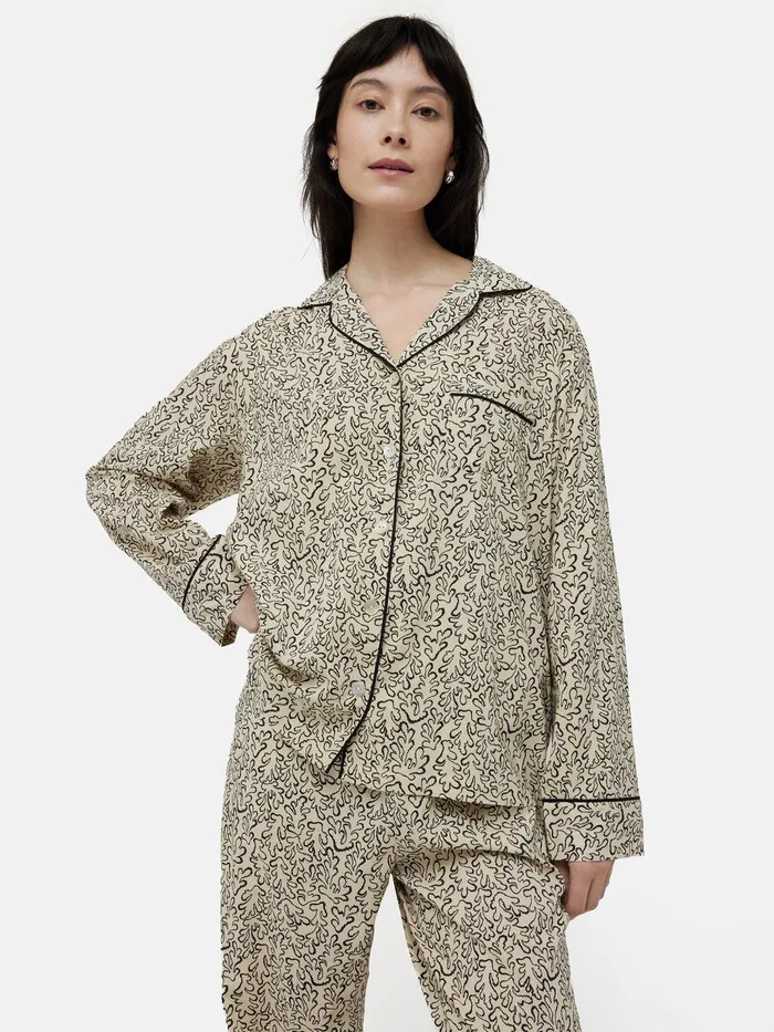 Women Mini Hydra Coral Pyjama Cream Jigsaw Pyjamas and Loungewear