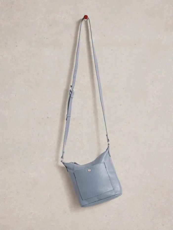 Women Mini Leather Fern Crossbody Dusty Blue White Stuff Bags and Purses