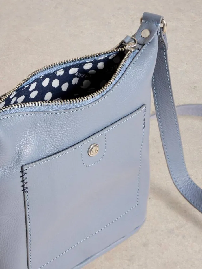 Women Mini Leather Fern Crossbody Dusty Blue White Stuff Bags and Purses