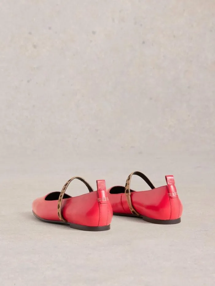 Women Minnie Strap Ballerina Leather Bright Pink White Stuff Shoes