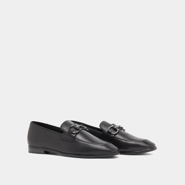 Women Moccasins With Square Bits And Boxes Black JONAK Loafers Women Moccasins With Square Bits And Boxes Black JONAK Loafers