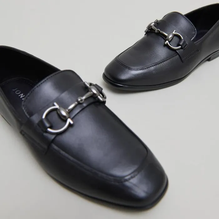 Women Moccasins With Square Bits And Boxes Black JONAK Loafers Women Moccasins With Square Bits And Boxes Black JONAK Loafers