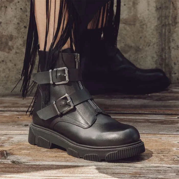 Women Moda In Pelle Black Boots Shoon Sh Soller Black Leather