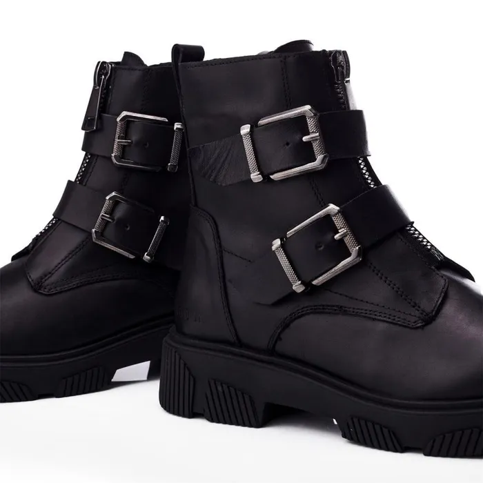 Women Moda In Pelle Black Boots Shoon Sh Soller Black Leather