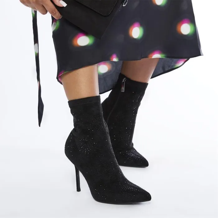 Women Moda In Pelle Black Boots Zoeyy Black Alcantara