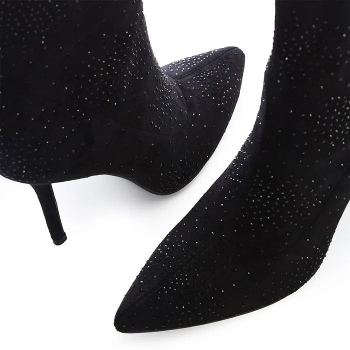 Women Moda In Pelle Black Boots Zoeyy Black Alcantara