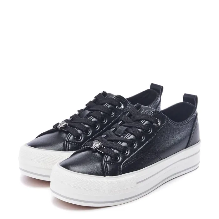 Women Moda In Pelle Black Trainers Bagnol Black Porvair
