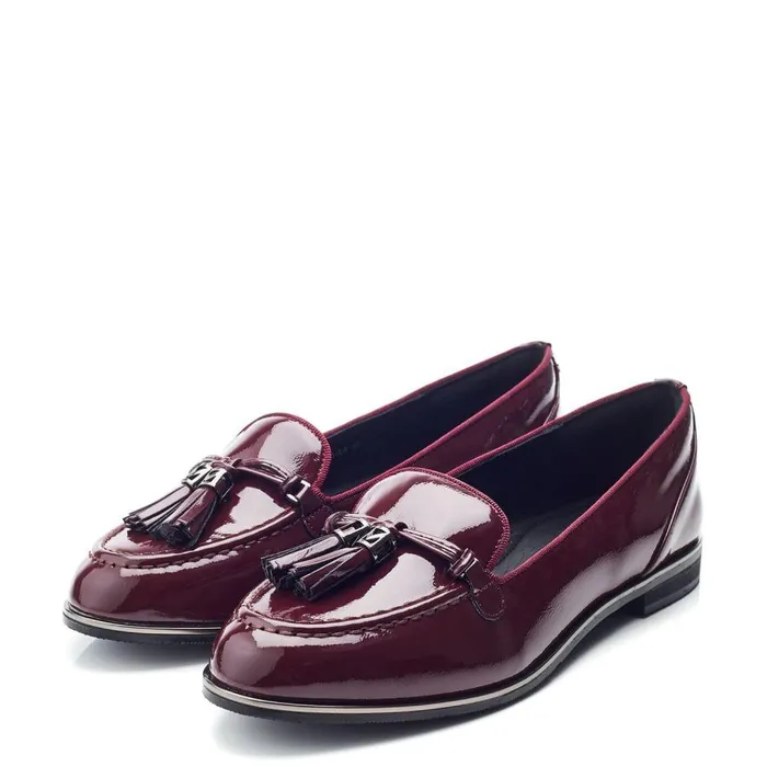Women Moda In Pelle Brogues And Loafers Evvaa Burgundy Patent