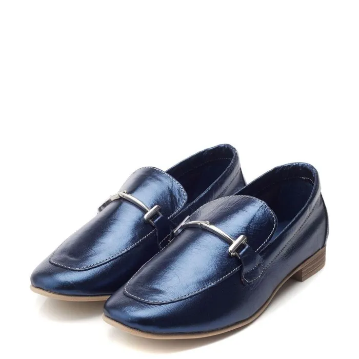 Women Moda In Pelle Brogues And Loafers Fayee Navy Leather