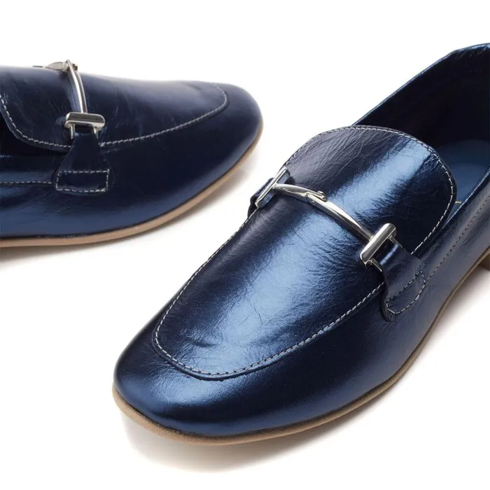 Women Moda In Pelle Brogues And Loafers Fayee Navy Leather