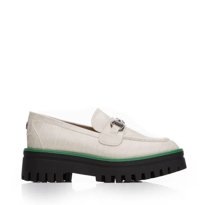 Women Moda In Pelle Brogues And Loafers M By Moda Elloise Off White Patent Mocc Croc
