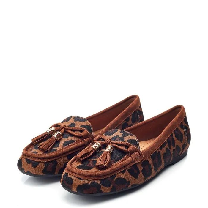 Women Moda In Pelle Casual Shoes Famina Dark Leopard Print Pony