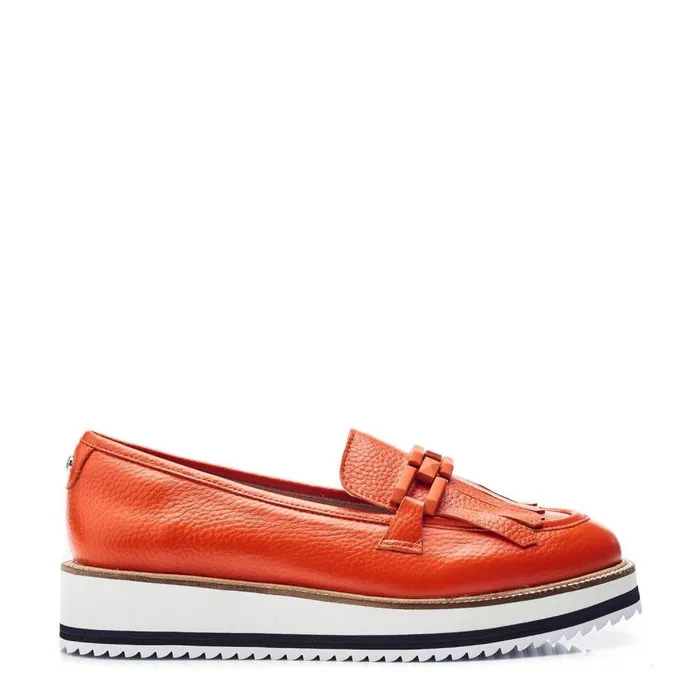 Women Moda In Pelle Casual Shoes Fernnanda Orange Leather