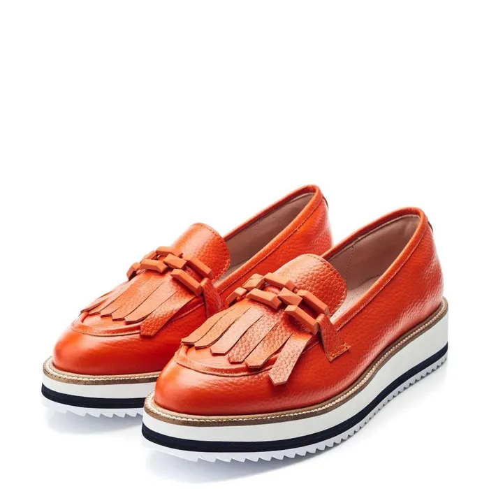 Women Moda In Pelle Casual Shoes Fernnanda Orange Leather