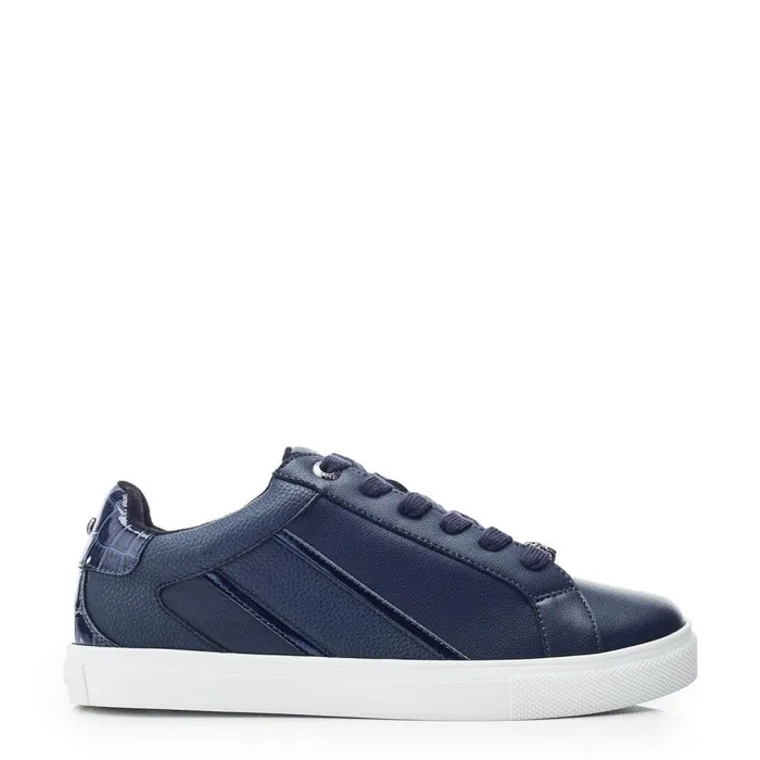 Women Moda In Pelle Casual Trainers Abrini Navy Leather
