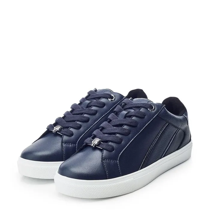 Women Moda In Pelle Casual Trainers Abrini Navy Leather
