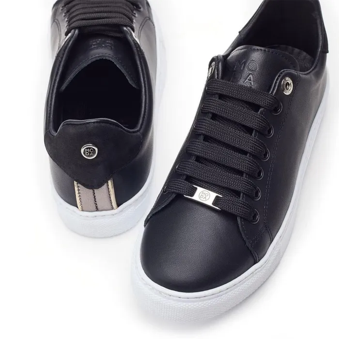 Women Moda In Pelle Casual Trainers Ariia Black Leather