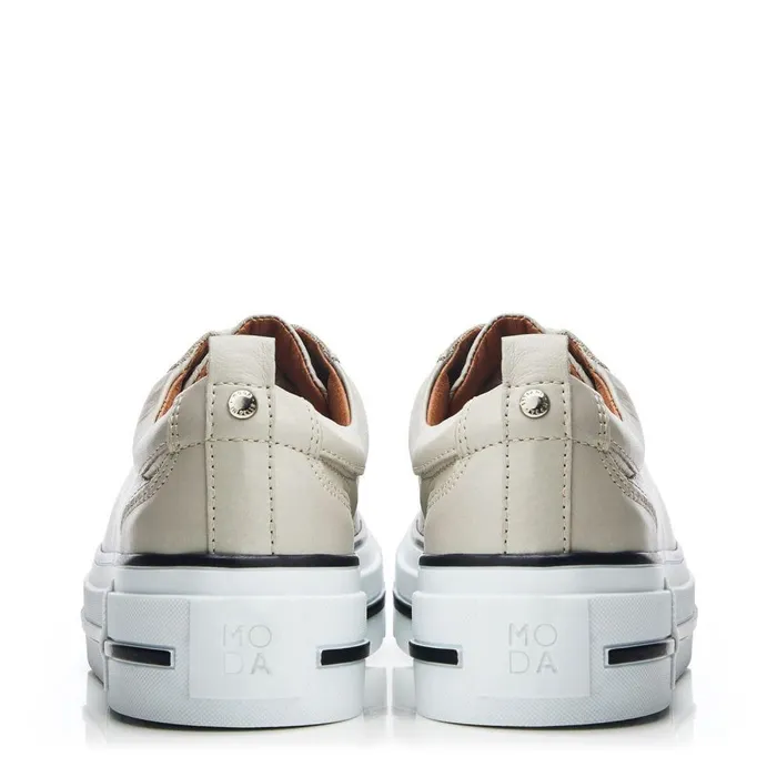 Women Moda In Pelle Casual Trainers Avena Light Grey Leather